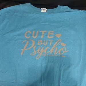 Gildan Blue Short Sleeve Tee with Tan Print